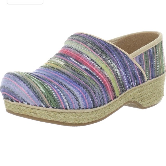 Dansko Shoes - Dansko Jute Multicolor Striped Clogs